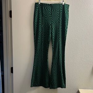 ZARA Green and Black Swirl Knit Pants